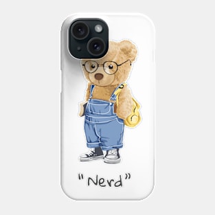 Nerd slogan cute bear toy in glasses Phone Case