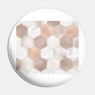 Rose pearl and marble hexagons Pin