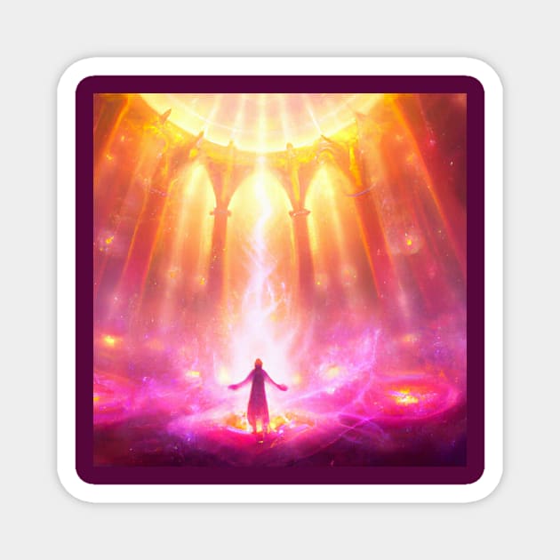 Mystical Heavenly Light Engulfs Lone Monk Magnet by Star Scrunch