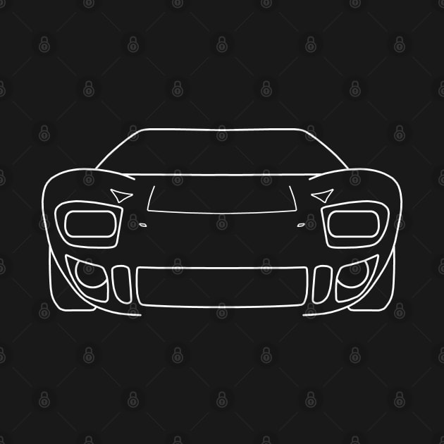 1960s Ford GT40 classic car white outline graphic by soitwouldseem