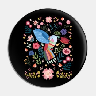 Folk Art Hummingbird Pin