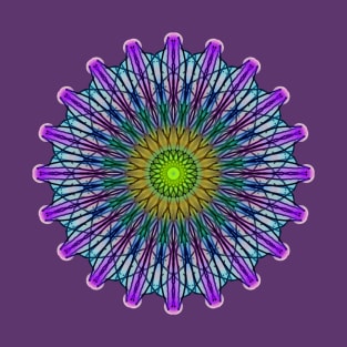 Vector Art Circle Pattern In Lime Purple Blue T-Shirt