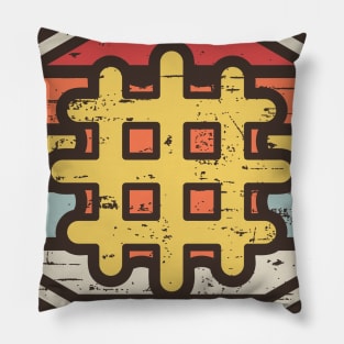 Retro Badge Waffle Pillow