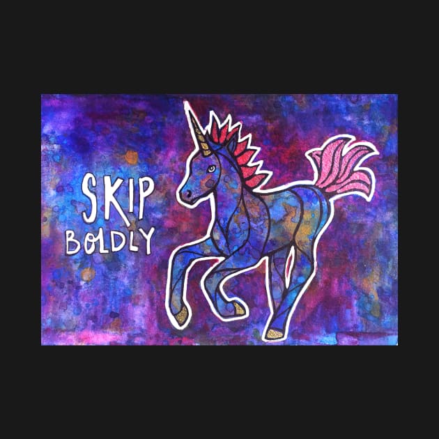 Skip Boldly. Magical Unicorn Watercolor Illustration. by mellierosetest