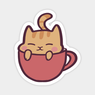 Kawaii Cartoon Cat in Tea Cup Magnet