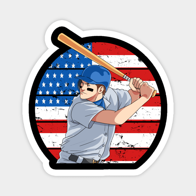 Baseball Player Home run Hitter American Flag Magnet by Noseking