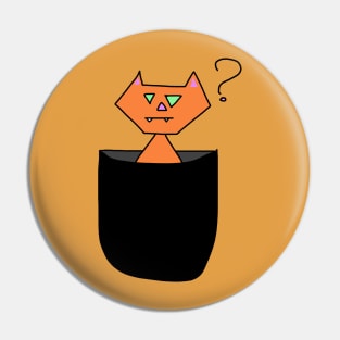 Curious Pocket Cat (black) Pin