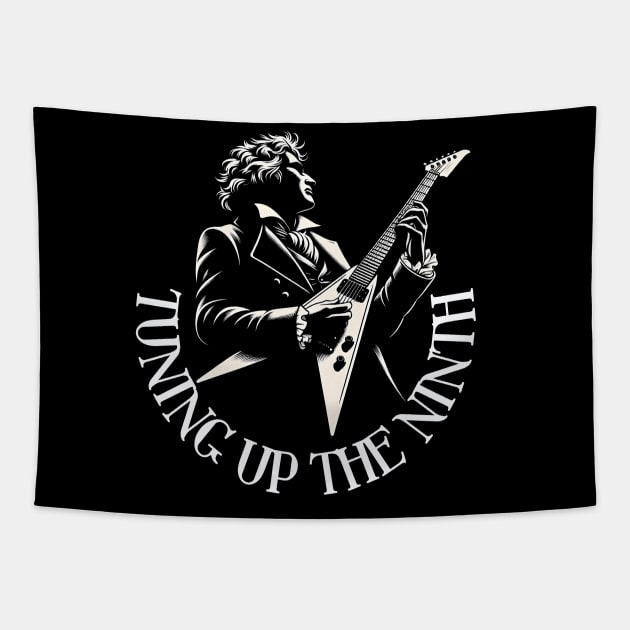 Metalhead Beethoven: Guitar Shredding Tapestry by MetalByte