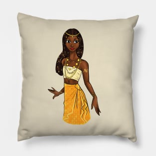 Black is Beautiful - Cape Verde African Melanin Girl in traditional outfit Pillow