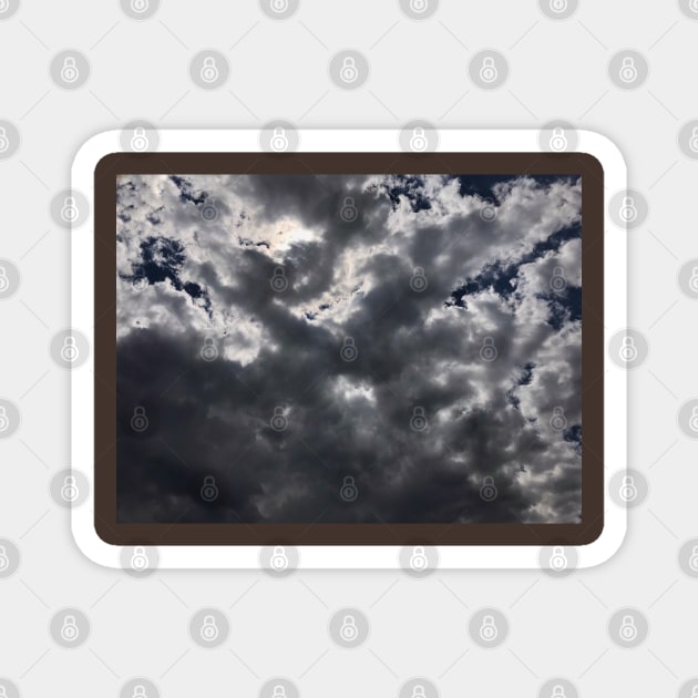 Light of hope. Dramatic grey cloudscape landscape with bright sun and bright angelic light Magnet by Khala