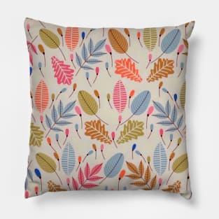 Retro Leaves Illustration Pillow