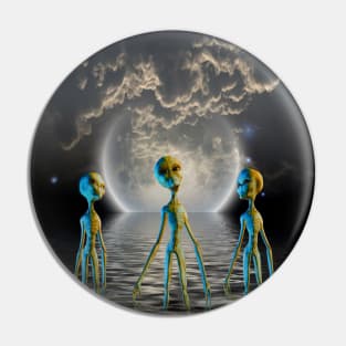 Three aliens on water planet Pin