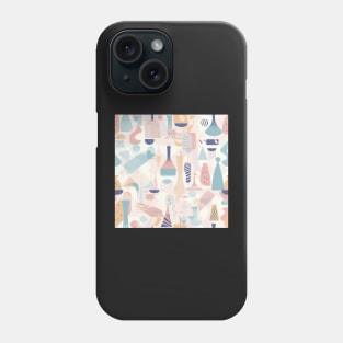 Abstract minimalism pattern featuring stylized objects and geometric shapes in soothing pastel colors Phone Case