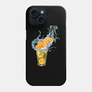 orange blended drink with mint leaves Phone Case