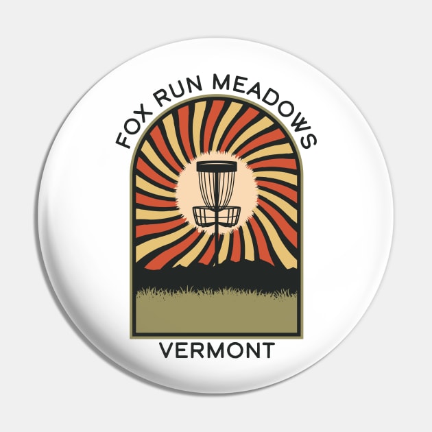 Fox Run Meadows Vermont | Disc Golf Vintage Retro Arch Mountains Pin by KlehmInTime