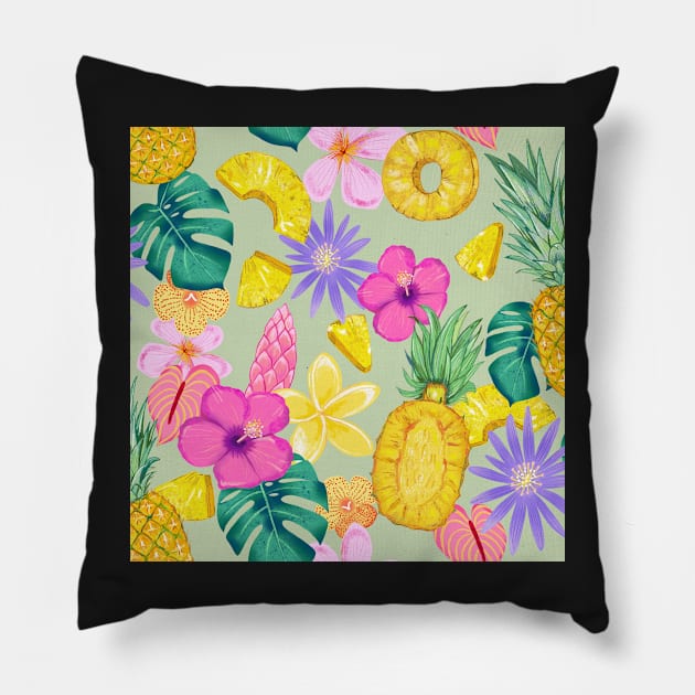Tropical pineapple Pillow by Papergrape
