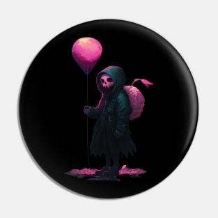 Spooky Skeleton - Goth Girl with a Pink Balloon Pin