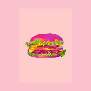 Burger Pop Art Pink Bg T-Shirt