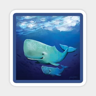 Whale mom and ki Magnet