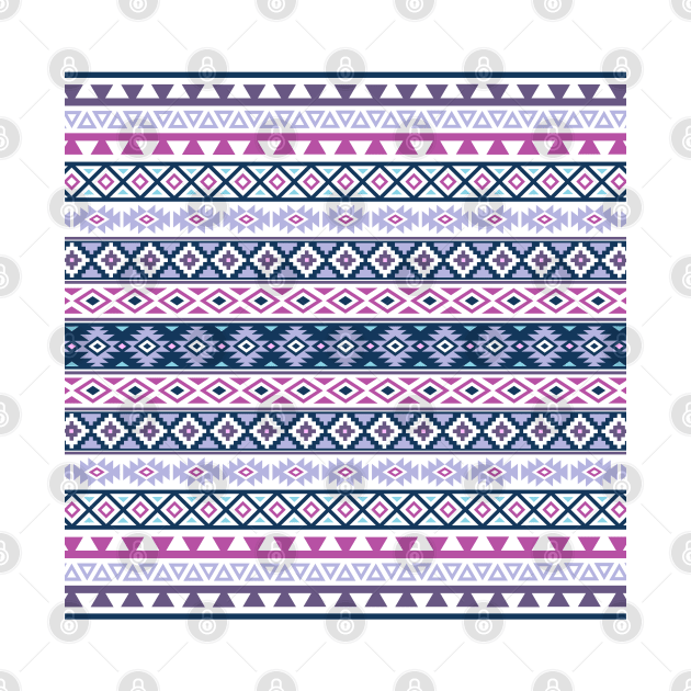 Aztec Stylized Pattern Pinks Purples Blues White by NataliePaskell