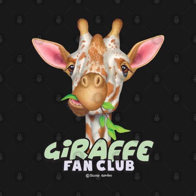 funny cute fan of Giraffe Chewing Leaves by Danny Gordon Art