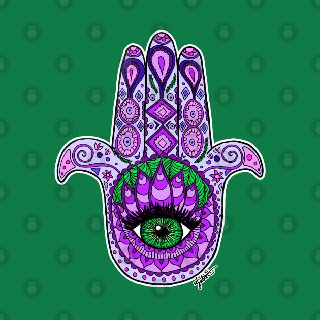 Purple Hamsa Hand by julieerindesigns