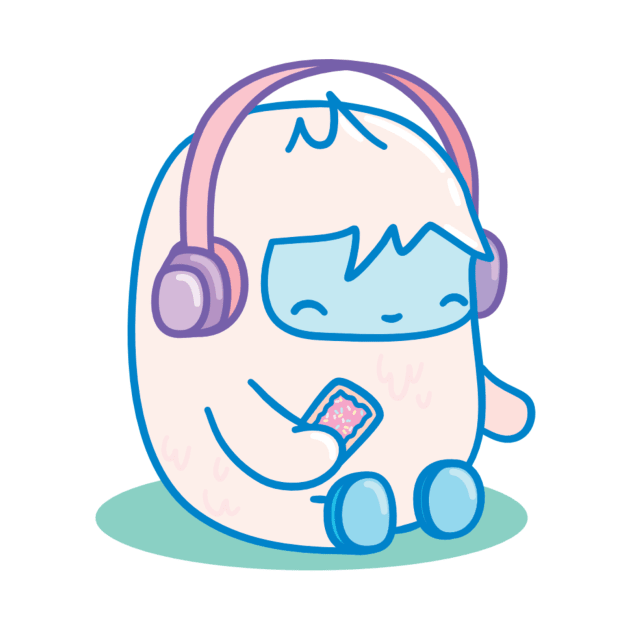 Yeti with headphones and a pop tart by mohu