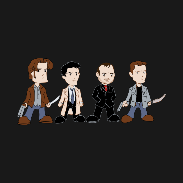 Sam, Dean, Cas, Crowley by rexraygun