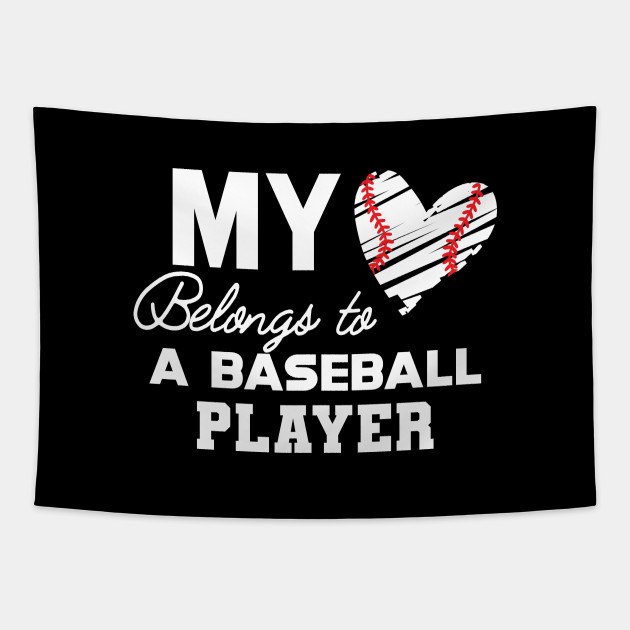 Baseball Mom - My heart belongs to a baseball player - Baseball Fan -  Sticker