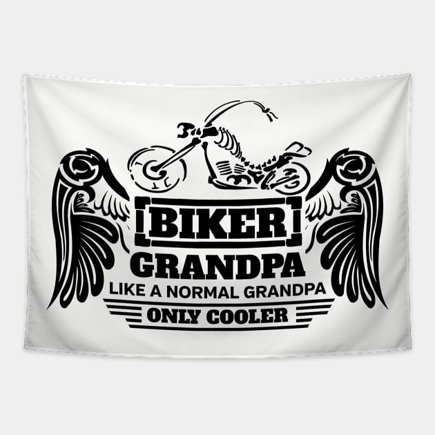 Biker Grandpa Normal Only Cooler Black Skeleton Bike Tapestry by EPDROCKS