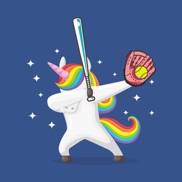 Softball Unicorn Dabbing Pitch Batter Magical Gift Dabbing Unicorn Softball TShirt