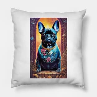 French Bulldog in Ruined Castle Pillow