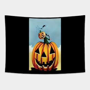 Halloween Scary Evil Pumpkin Funny Pumpkin Head Tapestry