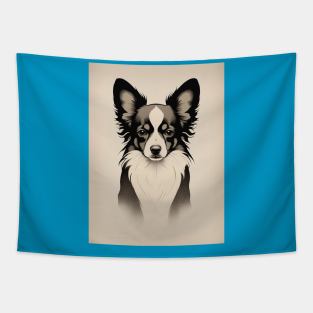 Papillon Dog 2 - Japanese Old Vintage Tapestry