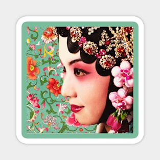 Chinese Opera Star with Vintage Flower Pattern- Hong Kong Retro Magnet