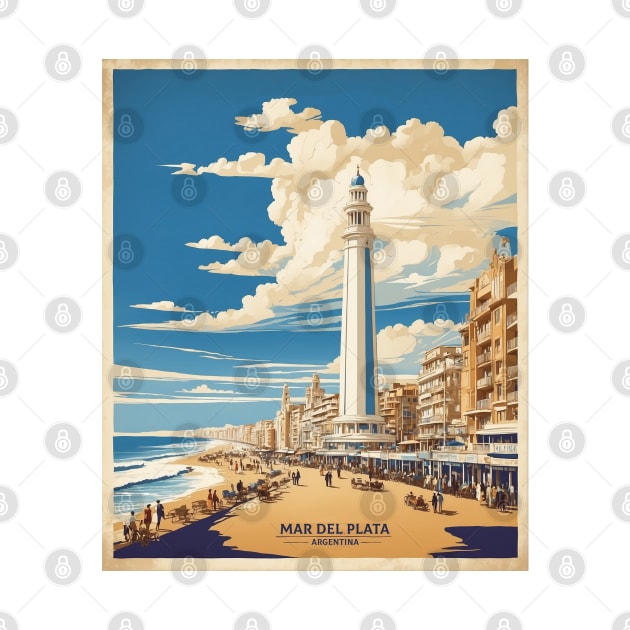 Mar del Plata Argentina Vintage Tourism Poster by TravelersGems