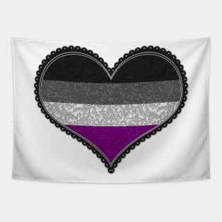 Elegant Asexual Pride Decorative Heart in Pride Flag Colors Tapestry