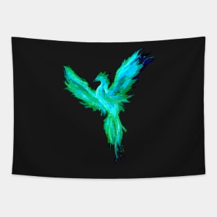 Green Posterized Pheonix Tapestry