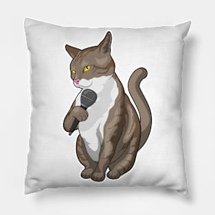 Cat Singer Microphone Music Pillow