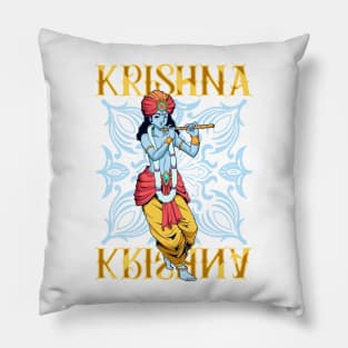 Hindu god - the blue flute player Krishna Pillow