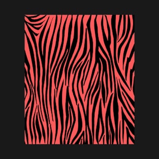 Zebra Stripes Print in z black and Coral Orange T-Shirt