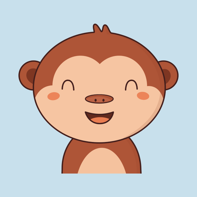 Kawaii Cute Brown Monkey by wordsberry