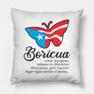 Boricua Flag Familia Butterfly Puerto Rico Spanish Pillow