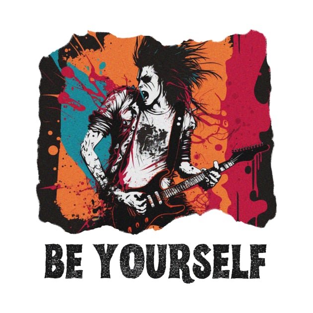 Be Yourself Rockstar Design, Rock n Roll Merch, Vibrant Colors guy, Inspiring, Inner Rocker, Musician by Coffee Conceptions