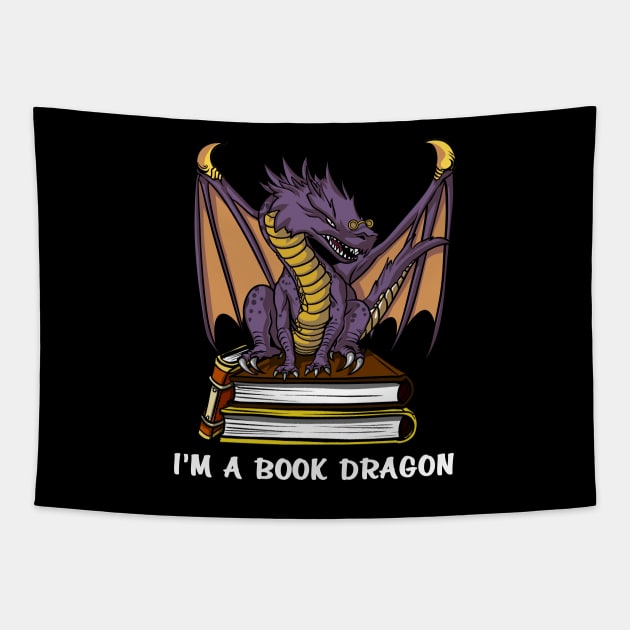 I Am A Book Dragon Tapestry by underheaven