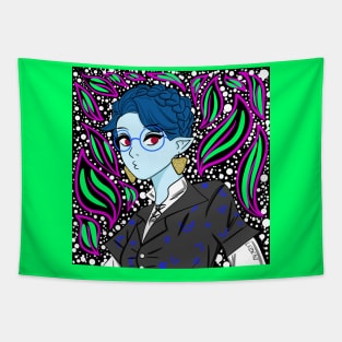 the green elf in magical space pattern ecopop Tapestry