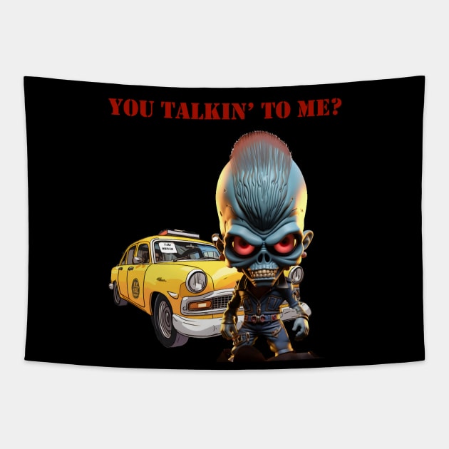 Alien Taxi Driver Tapestry by TooplesArt