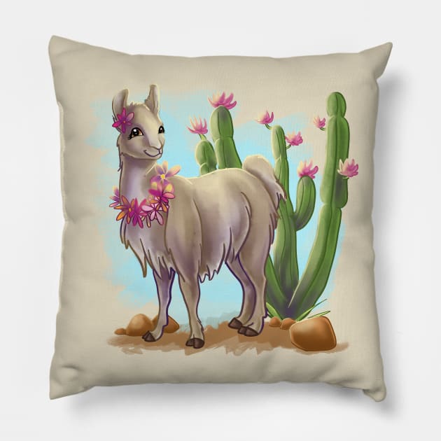 Flower Cactus Llama Pillow by Unicornarama