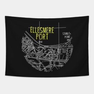 Ellesmere Port Map (White & Yellow) Tapestry