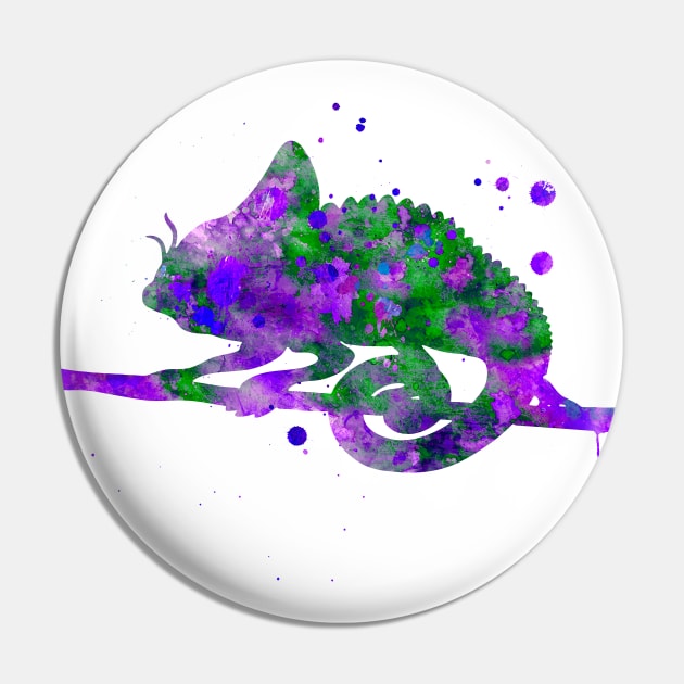 Chameleon Watercolor Painting Green Purple Pin by Miao Miao Design